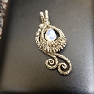 Moonstone silver wrap pendant
